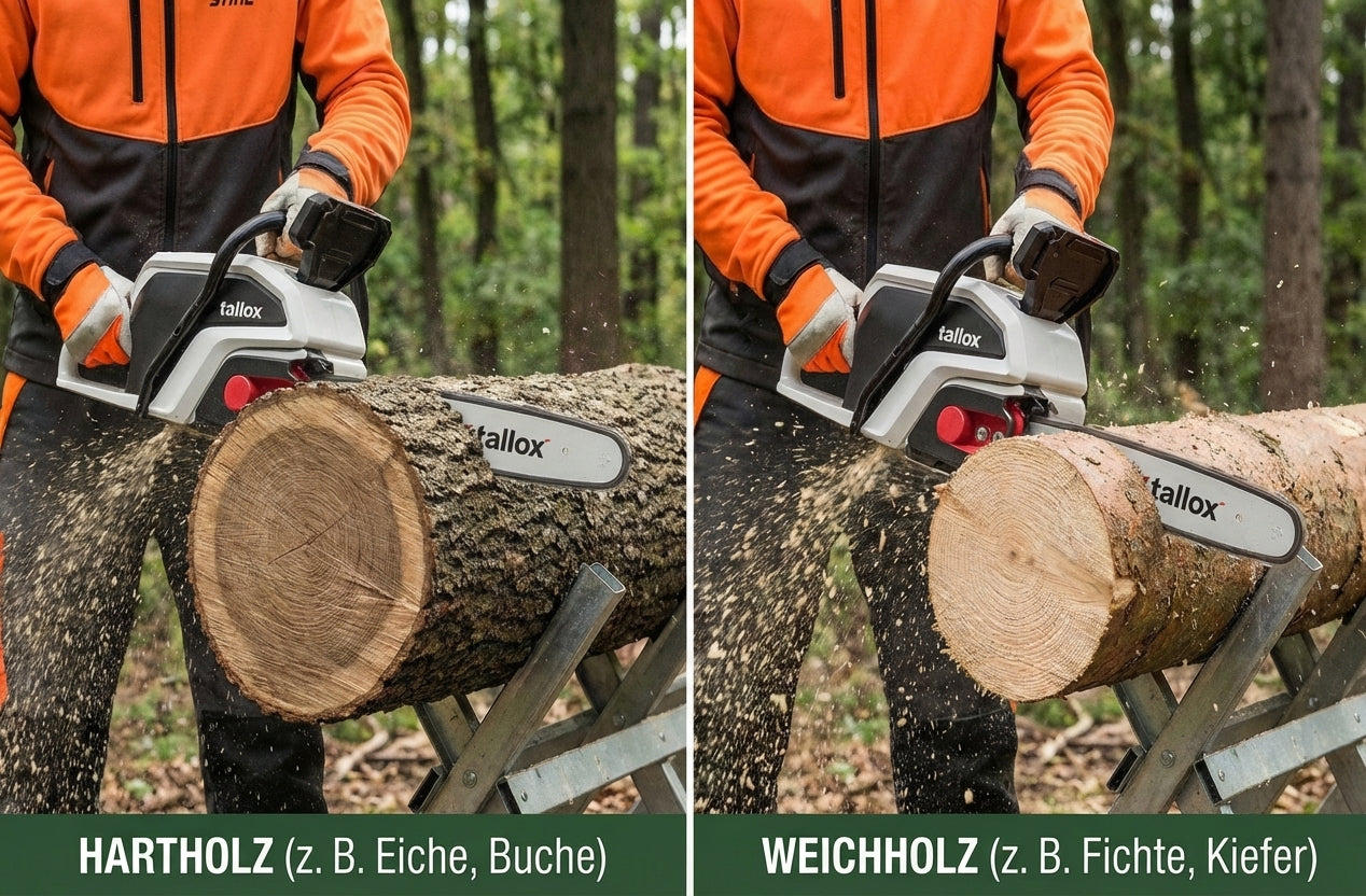 Hartholz vs. Weichholz: Welche Sägekette ist die richtige für Eiche, Buche oder Fichte?