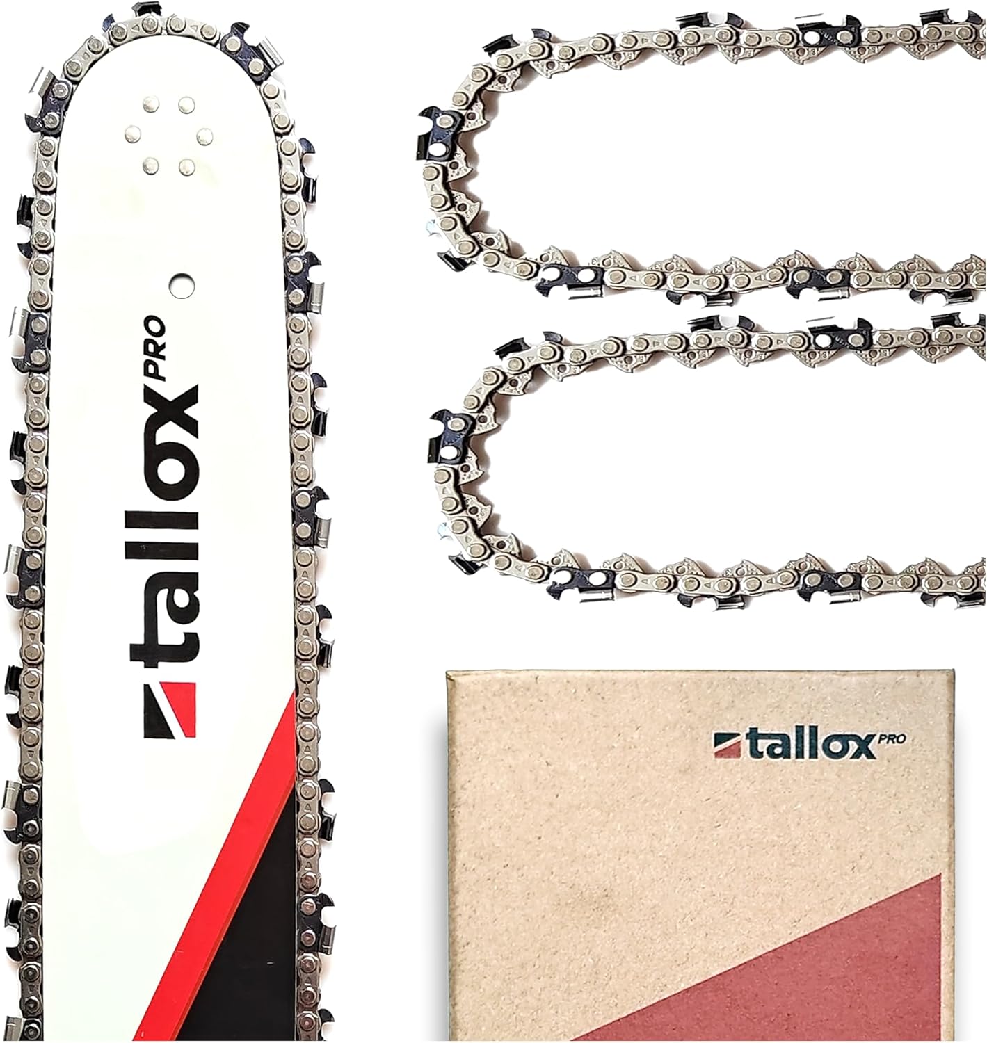 tallox Schwert und 3 Sägeketten 3/8" 1,6 mm 72 TG 50 cm Schwert Halbmeißel Version 2024 kompatibel mit Stihl Motorsägen